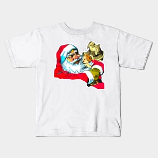 Santa Claus hugging little angel Kids T-Shirt